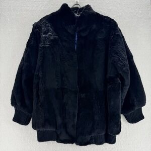 VTG Scandinavian Fur Company - Black Fur Bomber Ombre Lining - Black - L